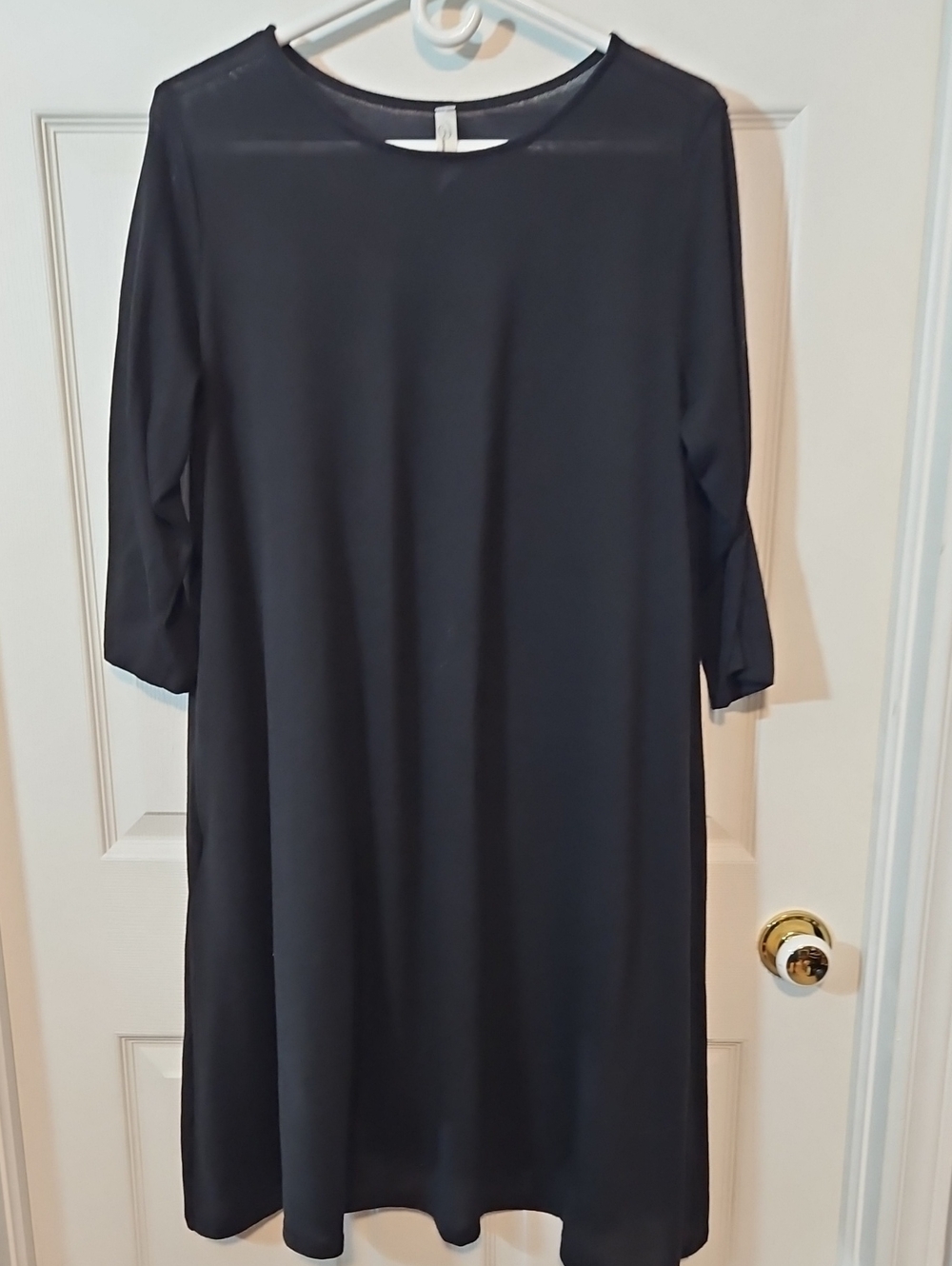 Classic Black Shift Dress - Women's Elegant Crew Neck